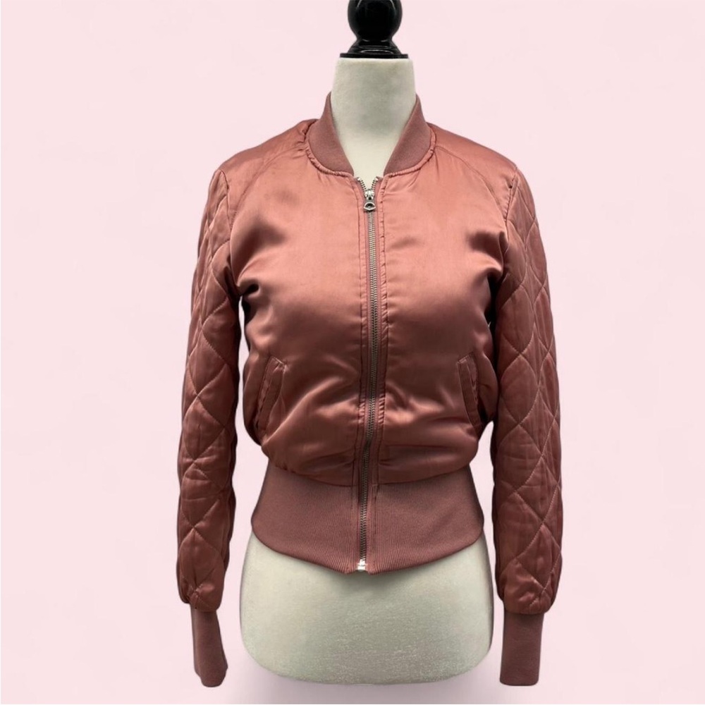 Women's Pink Quilted Bomber Jacket